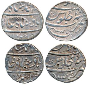 Mumbai Mint, Silver Rupee, 11.48g & 11.62g, in the name of Muhammad Shah, AH 113X/8 & AH 1