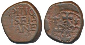 Copper Pice, 13.37g, obv. a large crown, rev. the company’s motto Auspicio / Regis Et / Se