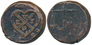 Copper Double Pice, 21.26g, obv. EIC bale mark and date 1829 below, rev. scales with Adal 