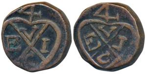 Malabar Coast, Copper Double Pice, 10.56g, EIC bale mark on obverse and reverse (Prid 300)