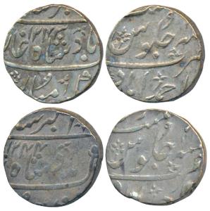 Ahmedabad Mint, Silver rupee, 11.76g & 11.69g, in the name of Muhammad Akbar II, AH 1243 &