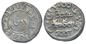 Silver Double or 2 Fanams, 1.78g, 1st issue, 1807, obv. value in English and Persian, with