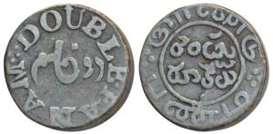 Silver Double or 2 Fanams, 1.83g, 1st issue, 1807, obv. value in English and Persian, with