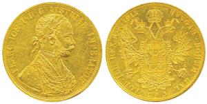 Austria, Franz Joseph I, Gold 4 Ducat, 13.96g, 1915, crowned imperial double eagle on rev.