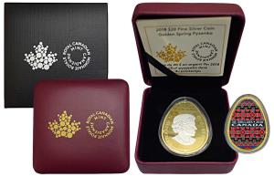 Canada, Elizabeth II, Gold Gilt Silver 20 Dollars, 31.82g, 2018, egg shaped, Golden Spring