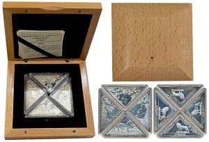 Congo, Protection of Animals, Chimpanzees, Triangle shaped Silver 10 Francs (4), each 15.5
