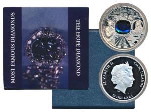 Cook-Island, Elizabeth II, Silver 10 Dollars, 62.2g, 2016, Most Famous Diamonds series, re