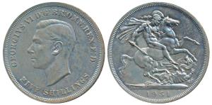 Great Britain, George VI, Cupro-Nickel Crown or 5 Shillings, 28.1g, 1951, rev. St. George 