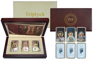 Niue, Elizabeth II, Coloured Silver 2 Dollars (3), each 1 ounce / 31.1g, 2012, Icon Tripty