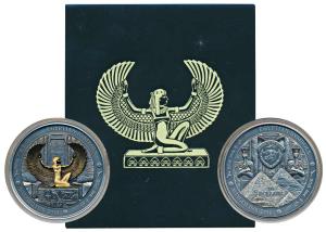 Palau, Antique Finish Silver 20 Dollars, 3oz / 93.3g, 2016, Egyptian Symbols, Winged Isis.