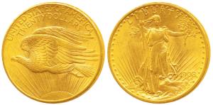 United States of America, Saint-Gaudens double eagle Gold $20, 33.4g, Liberty standing on 