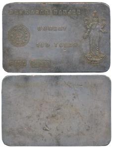 Devkaran Nanjee, Silver 100 Tolas Bar, 1,158g, obv. name and logo of the company represent