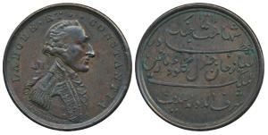 Claude Martin, Copper Medal, 13.5g, obv. bust to right, with LABORE ET CONSTANTIA in Latin