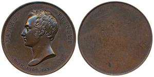 James Prinsep, Copper Medal, 54.1g, obv. bare head to left, with Born 1799 Died 1840 inscr