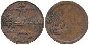 Bombay Presidency, (War & Relief Fund) Women's Branch, Copper, obv. trees and a sailboat, 