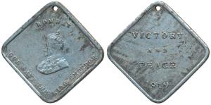 Victory and Peace Medal, Copper Nickel Bombay inscribed above the king’s portrait, rev. Vi