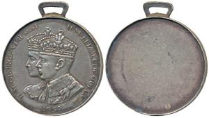 Coronation Prize Medal, Silver Medal, obv. conjoined busts of George VI and Queen Elizabet