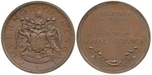 Governor of Bengal Presentation Medal, Copper, 75.5g, obv. arms of the Governor in center,