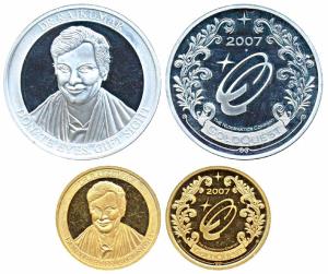 Medallion, Gold 6.15g, Silver 31.1g, obv. Dr. Rajkumar, Donate Eyes, Gift Sight; 2007, pri