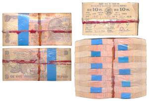 Rupees 10 Bundles (10), Ream, signed D. Subbarao, Total of 10 Bundles. Within original rea
