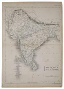 Map - India Hindustan with part of Cabul map Published 1830-42, Edinburgh for Encyclopedia