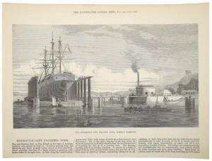 Marine View - Bombay, ILN Hydraulic Lift at Bombay Harbour, A View of Hog Island, just off