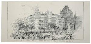 Architecture - Bombay, TGI Lord Reay unveiling statue of Sir Richard Temple Chronicling th