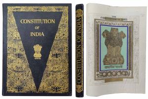 Constitution of India, large book with nice gold gilding on the cover and gilded edges on 