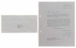 One letter from Mr. J.R.D. Tata to Jal Cowasji on the termination of Mr. Tata as the Chair