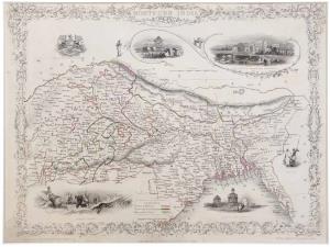 Map of Kabul, entiled Cabool The Punjab abd Beloochustan, by John Tallis. Map of Cabool, T