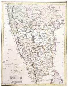 Hindustan, Southern Provinces ceded by Tippoo Sultan, by Robert Wilkinson 1792.Map covers 