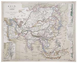 1872 Atlas of Asia by J. Kuuper. An engraved print map showing different regions of Asia i