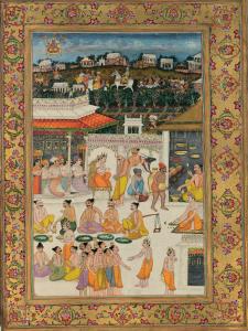 (Balkand f. 77 verses 296-297) A portrayal of the pivotal moment which caused a once-virtu