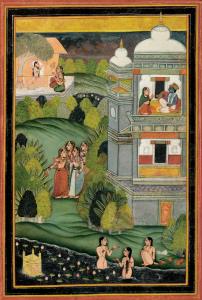 This exquisite Bundi - Kotah composition is made up of multiple scenes playing out across 