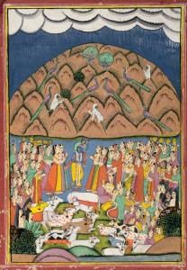 When Krishna advises the people of Mount Govardhana that they no longer owe their allegian