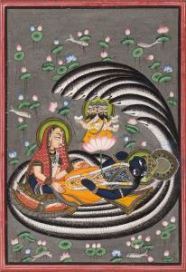 The depiction of Vishnu as sheshashayi, or Vishnu reclining on the multi-headed great serp