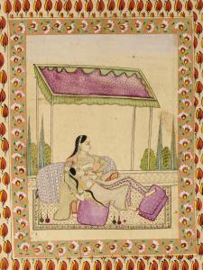 The first: In a relaxed and intimate scene, two ladies rest together on a terrace and a ga