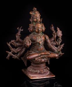 Sadashiva is depicted here with five faces: Ishana, Tatpurusha, Vamadeva, Aghora and Satyo