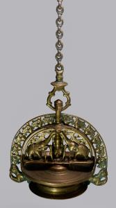 The iconography of Keralan oil lamps is surprisingly diverse, but Gajalakshmi is a popular