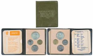 1969 Uncirculated Set, Gandhiji Birth Centennial, set of 4, 20 Paise to Rupees 10. In imma