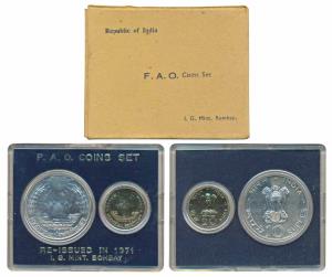 1971 Uncirculated Set, Food For All, set of 2, 20 Paise and Rupees 10. In near immaculate 