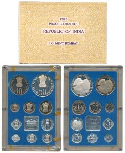 1975 Proof Set, Equality Development Peace, set of 10, 1 Paisa to Rupees 50. In immaculate