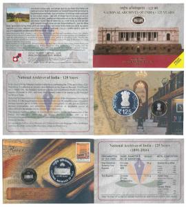 2016 Proof Set, 125th Years of National Archives of India, set of 2, Rupees 10 and 125. In
