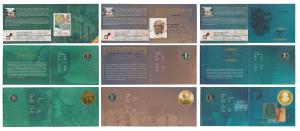 All single commemorative coins in mint packaging (5), all Rupees 5, 2010, Platinum Jubilee