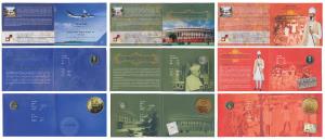 All commemorative coins in mint packaging (3), all Rupees 5, 150 Years of Kuka Movement; 2