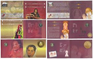 All commemorative coins in mint packaging (4), all Rupees 5, 2007, 150 Years of Kuka Movem