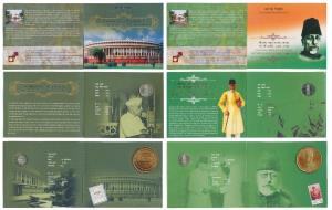 All commemorative coins in mint packaging (4), all Rupees 5, 2012, 150th Birth Anniversary
