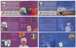 All single commemorative coins in mint packaging (5), all Rupees 10, 2012, 60 Years of the