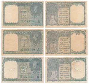 George VI, Rupee 1, 1944, signed C. E. Jones, Prefix N & U (2), serial number in green, in