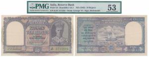 George VI, Rupees 10, 2nd issue, 1944, signed C. D. Deshmukh, prefix K (J&R 4.6.1). Graded